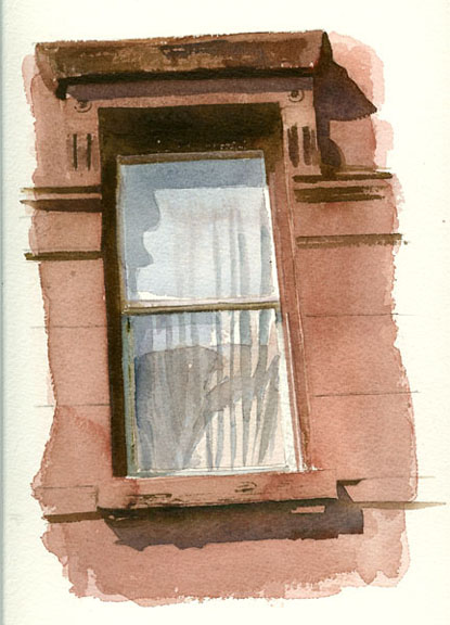 Window with Gray Curtains