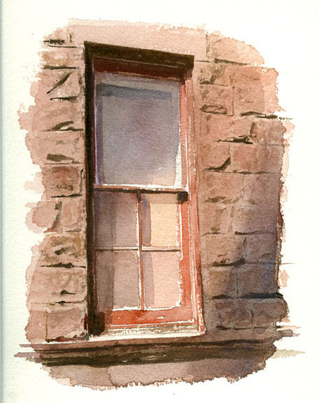 Window with Purple Curtains