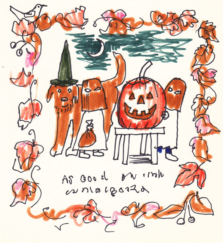 Halloween: Dog and Pumpkin
