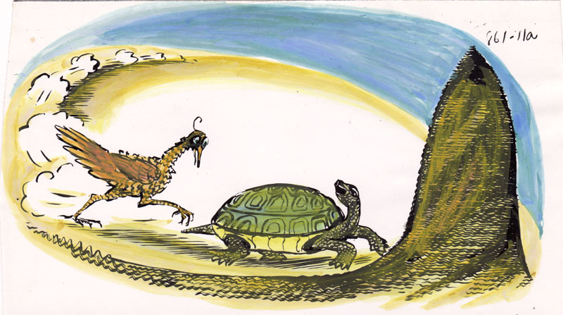 Helps Turtle Win a Race Colored