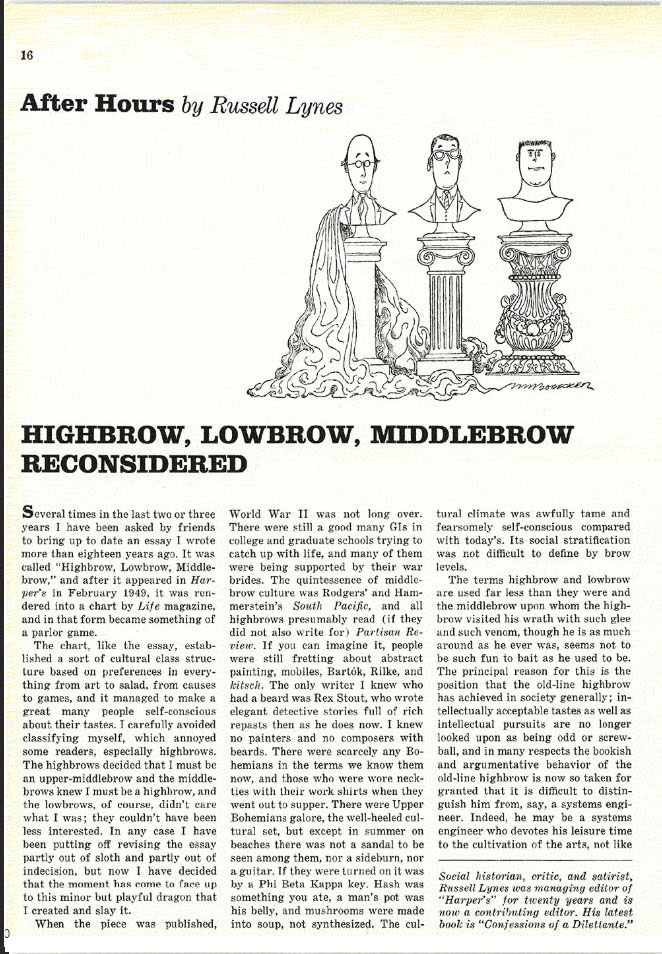 HWM Highbrow, Middlebrow, Lowbrow Reconstructed single 1