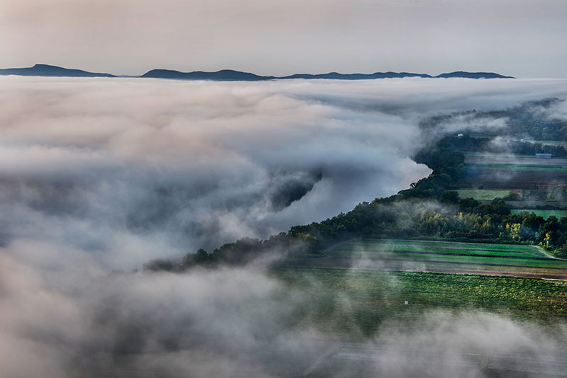 View from Mt Sugarloaf, Morning Fog Over Connecticut River Valley