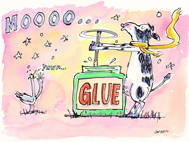 Cow Stirs the Glue