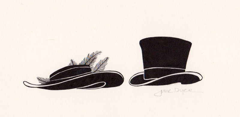 Hats (Black and White Vignette)